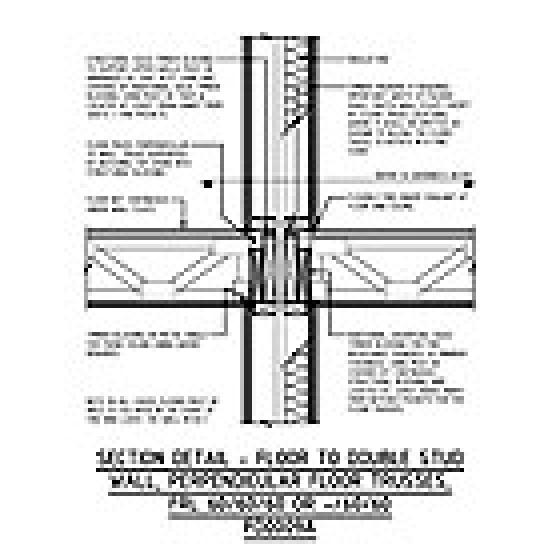 SECTION DETAIL - FLOOR TO DOUBLE STUD WALL, PERPENDICULAR FLOOR TRUSSES, FRL 60/60/60 OR -/60/60 FD0009A