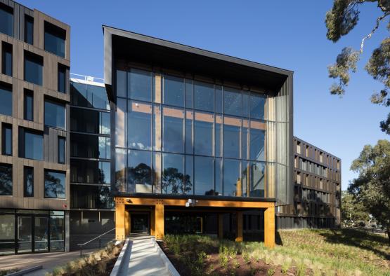 a building with glass windows