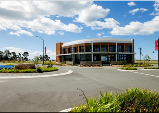 a building with a circular entrance