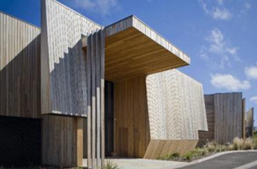 a building with a wooden roof